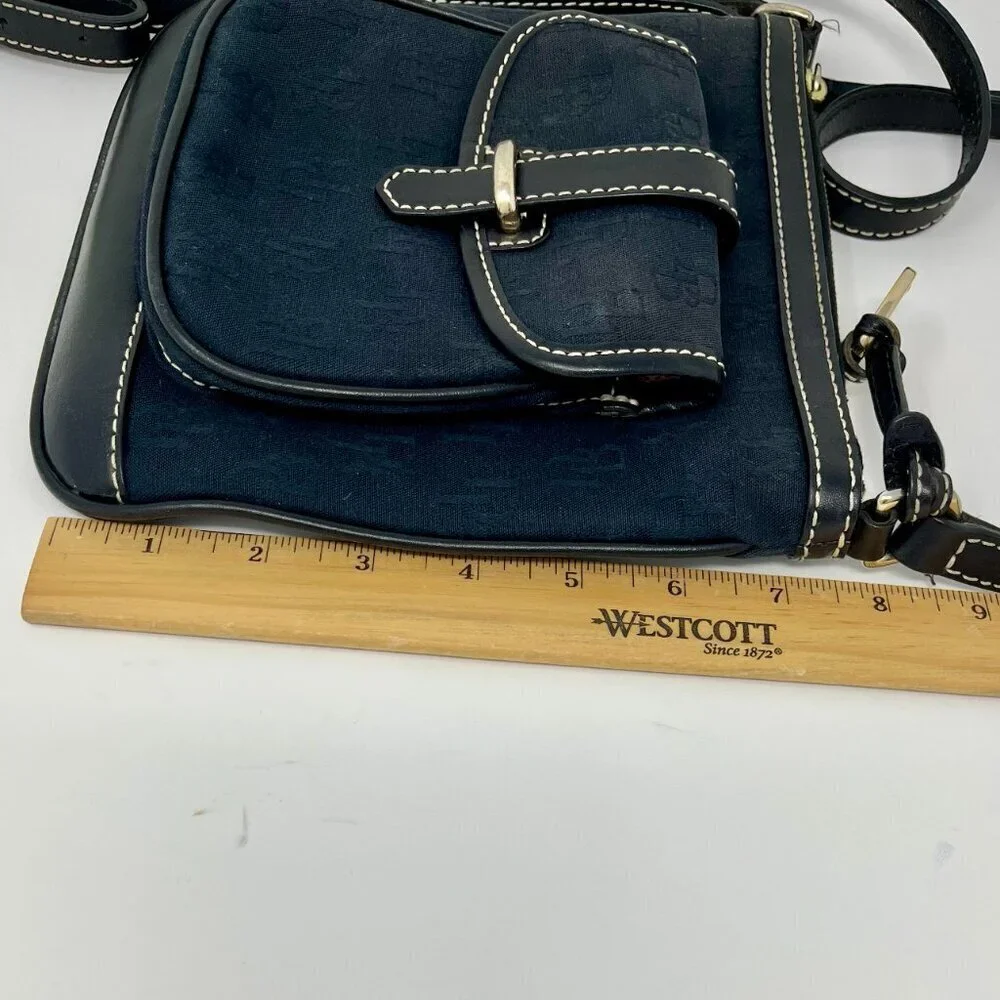 DOONEY & BOURKE Black Crossbody Bag Canvas Leather Trim  Letter Carrier